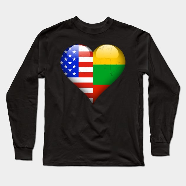 Half American Half Lithuanian - Gift for Lithuanian From Lithuania Long Sleeve T-Shirt by Country Flags